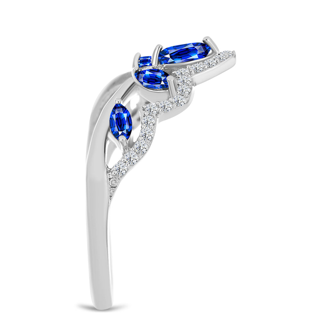 Anillo de Plata con Zafiro Azul Australiano y Topacio Blanco