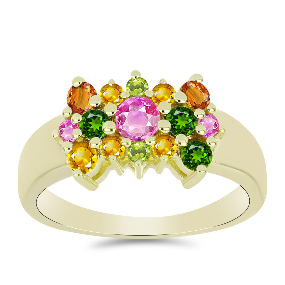 Anillo de Plata Bañada en Oro con Chakra Turmalina