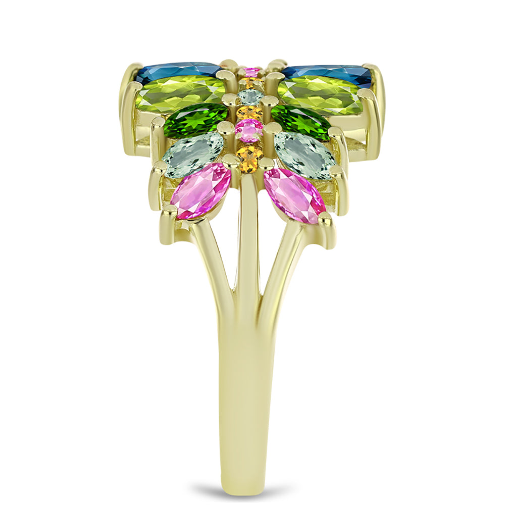 Anillo de Plata Bañada en Oro con Chakra Turmalina