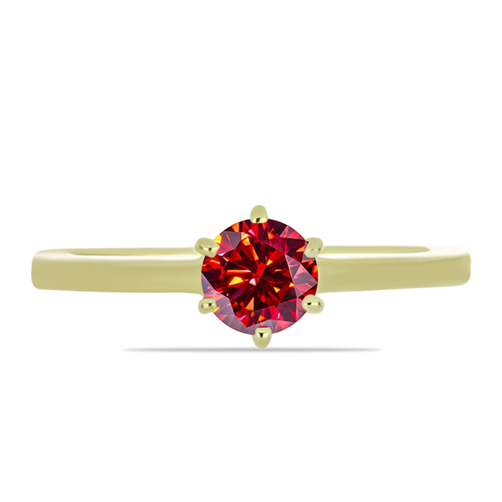 Anillo de Plata Bañada en Oro con Majestuosa moisanita roja