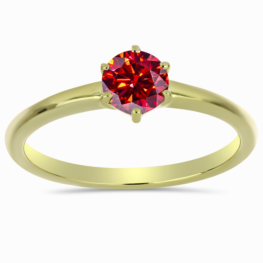 Anillo de Plata Bañada en Oro con Majestuosa moisanita roja