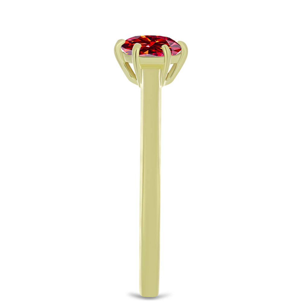 Anillo de Plata Bañada en Oro con Majestuosa moisanita roja