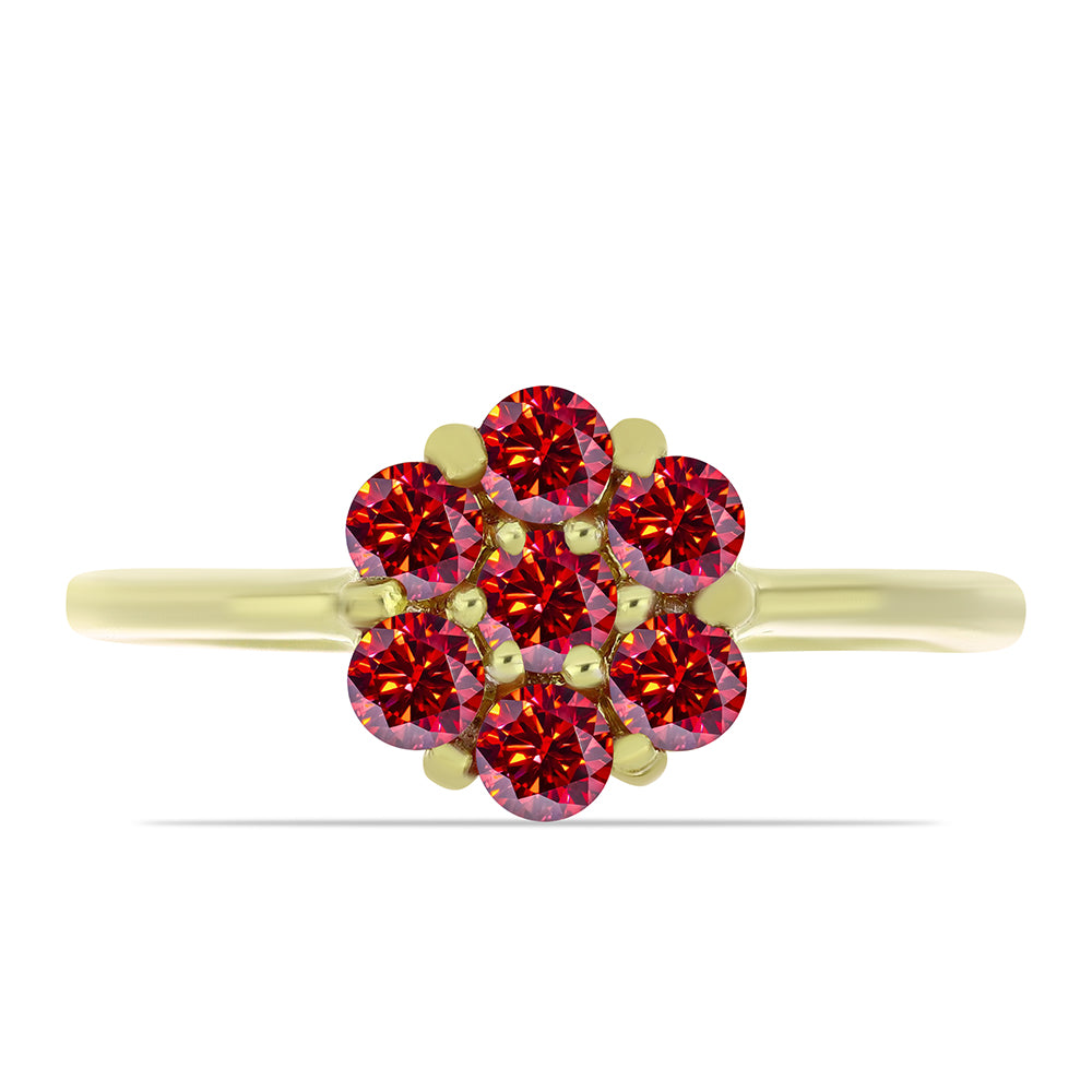 Anillo de Plata Bañada en Oro con Majestuosa moisanita roja
