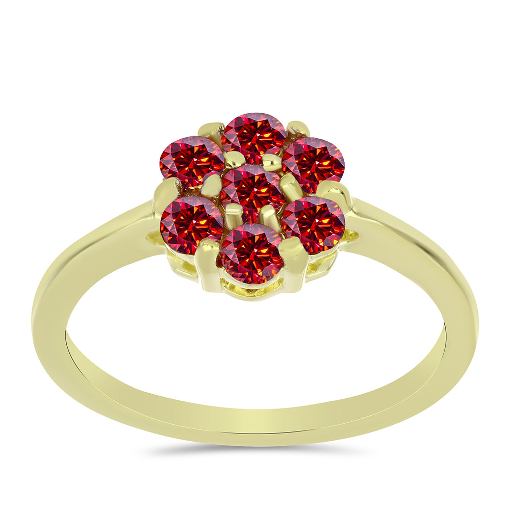 Anillo de Plata Bañada en Oro con Majestuosa moisanita roja