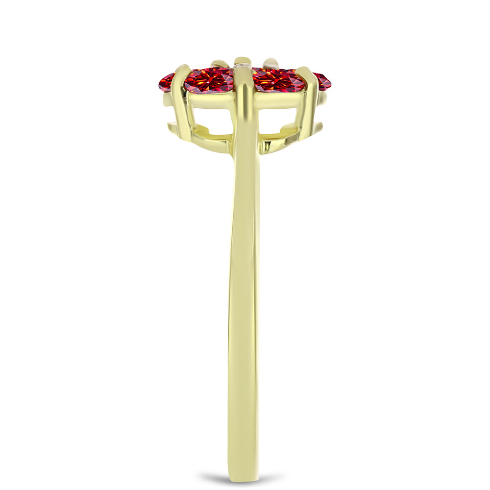 Anillo de Plata Bañada en Oro con Majestuosa moisanita roja