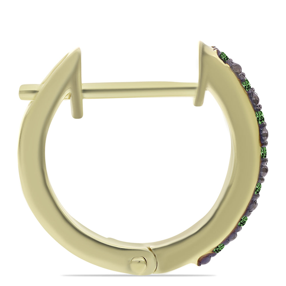 Pendientes de Plata Bañada en Oro con Diamante Verde