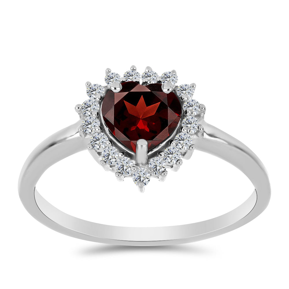 Anillo de Plata con Granate Barton y Topacio Blanco