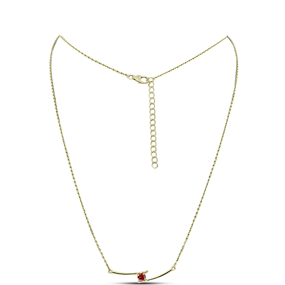 Collar de Plata Bañada en Oro con Majestuosa moisanita roja
