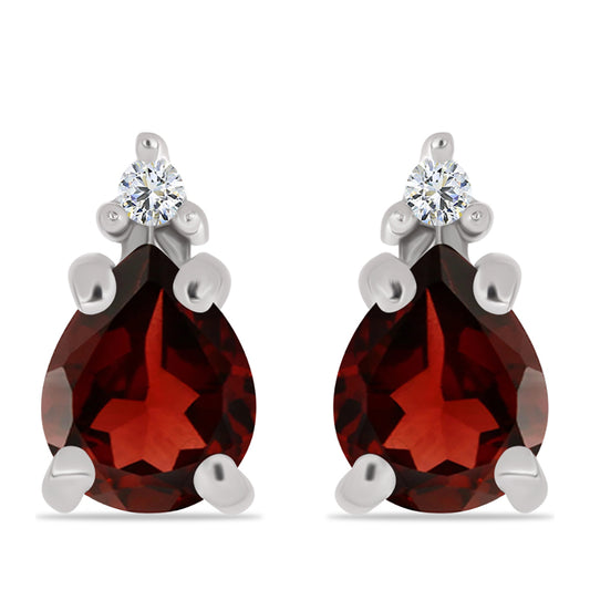 Pendientes de Plata con Granate Barton y Topacio Blanco