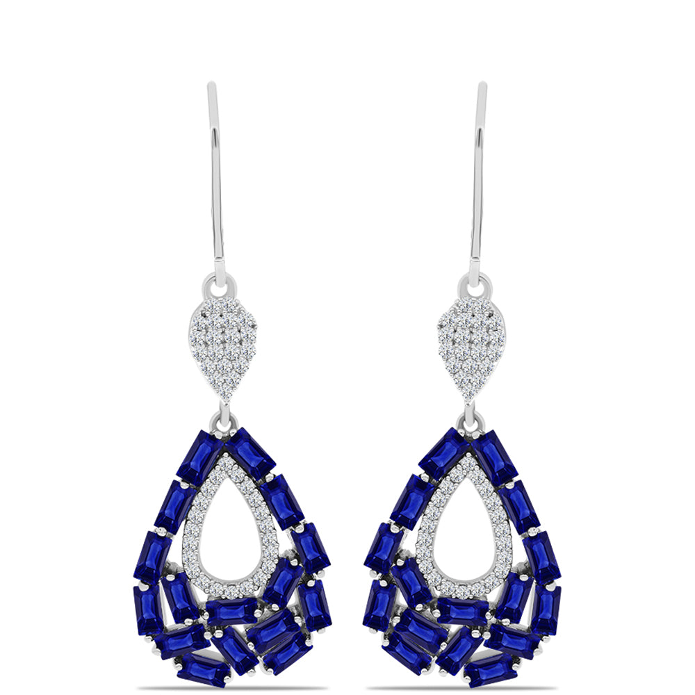 Pendientes de Plata con Zafiro Azul Australiano y Topacio Blanco