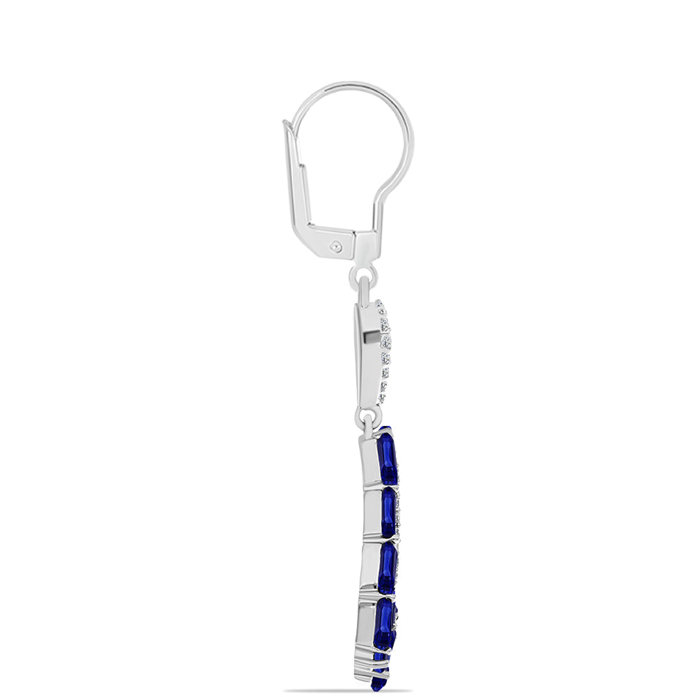 Pendientes de Plata con Zafiro Azul Australiano y Topacio Blanco