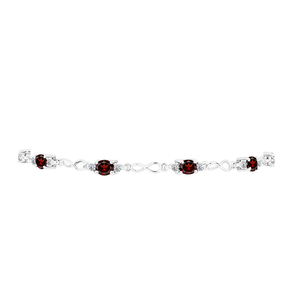 Pulsera de Plata con Granate Barton y Topacio Blanco