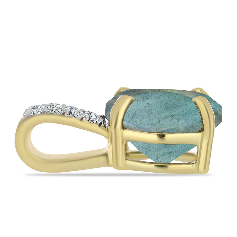 Colgante de Plata Bañada en Oro con Labradorita y Topacio Blanco