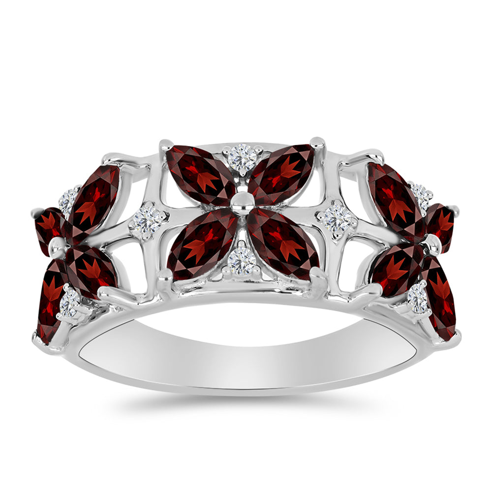 Anillo de Plata con Granate Barton y Topacio Blanco