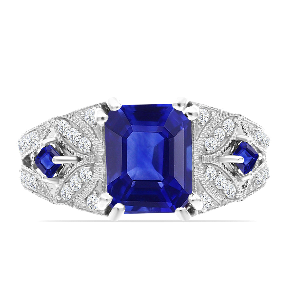 Anillo de Plata con Zafiro Azul Australiano y Topacio Blanco