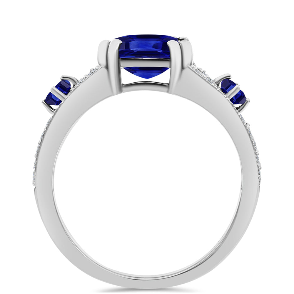 Anillo de Plata con Zafiro Azul Australiano y Topacio Blanco