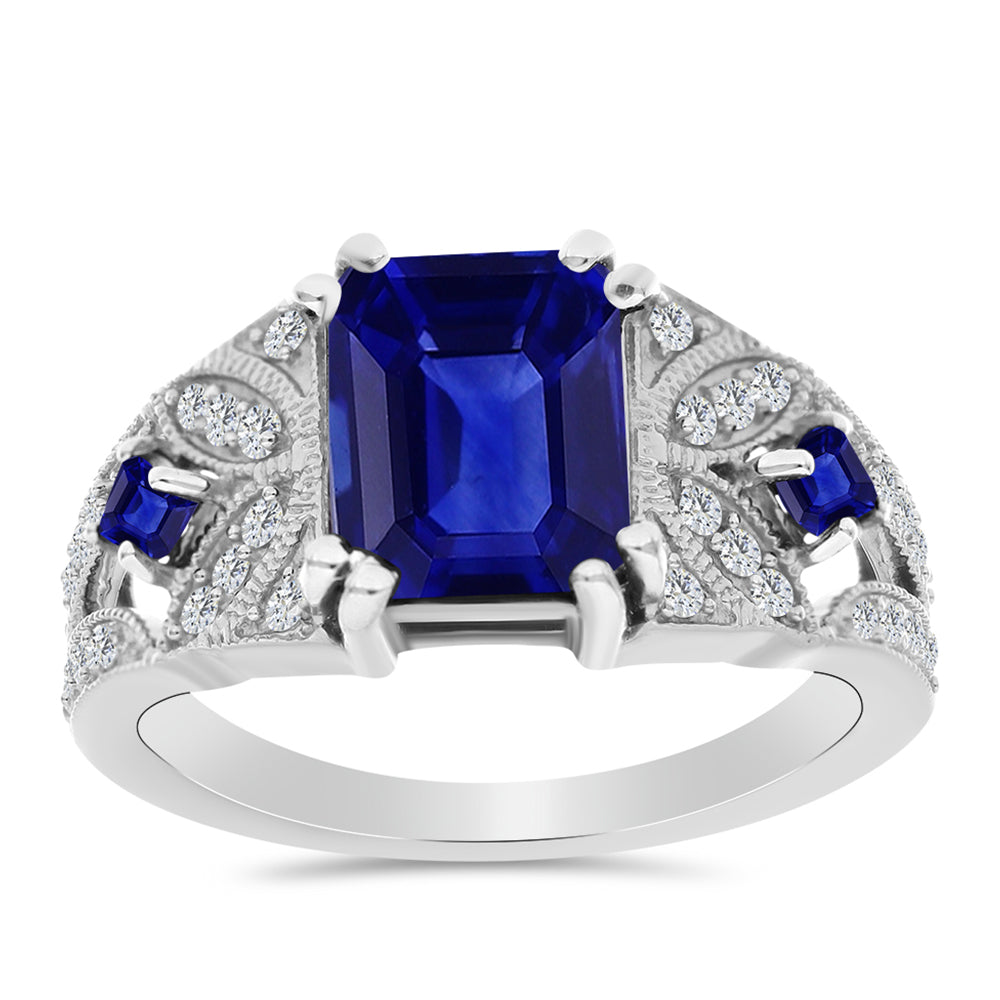 Anillo de Plata con Zafiro Azul Australiano y Topacio Blanco