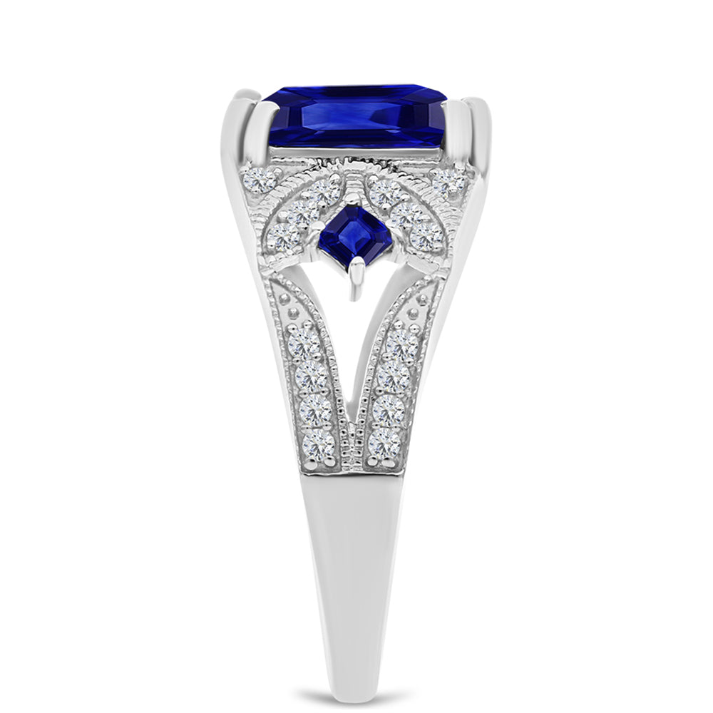 Anillo de Plata con Zafiro Azul Australiano y Topacio Blanco