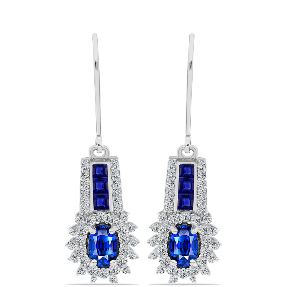 Pendientes de Plata con Zafiro Azul Australiano y Topacio Blanco