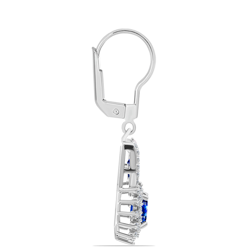 Pendientes de Plata con Zafiro Azul Australiano y Topacio Blanco