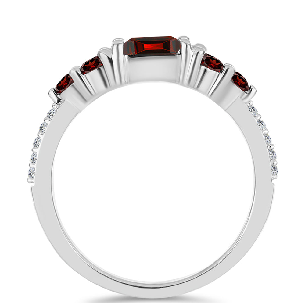 Anillo de Plata con Granate Barton y Topacio Blanco