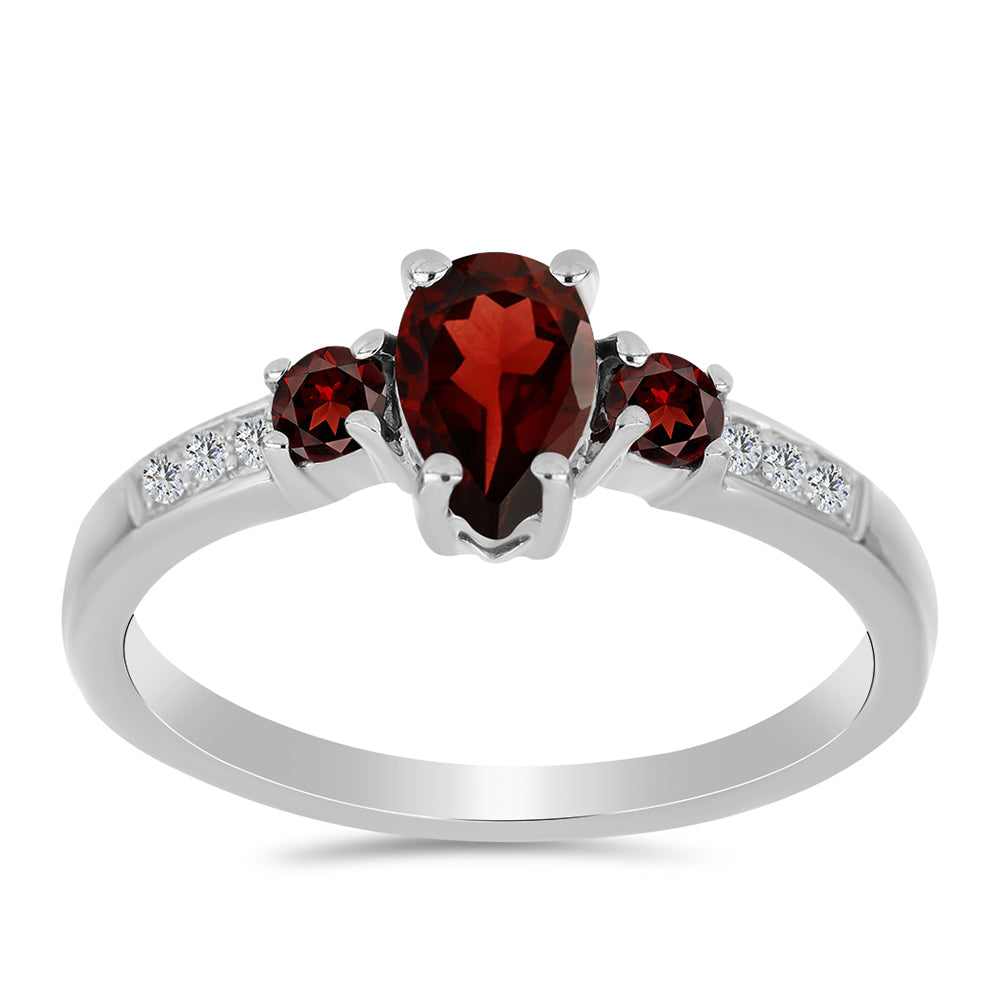 Anillo de Plata con Granate Barton y Topacio Blanco