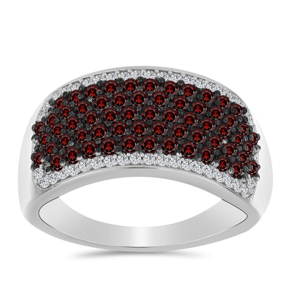Anillo de Plata con Granate Barton y Topacio Blanco