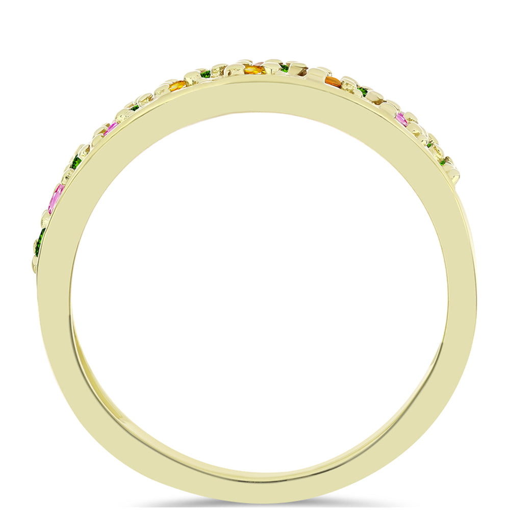 Anillo de Plata Bañada en Oro con Chakra Turmalina