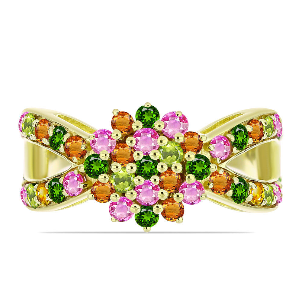 Anillo de Plata Bañada en Oro con Chakra Turmalina