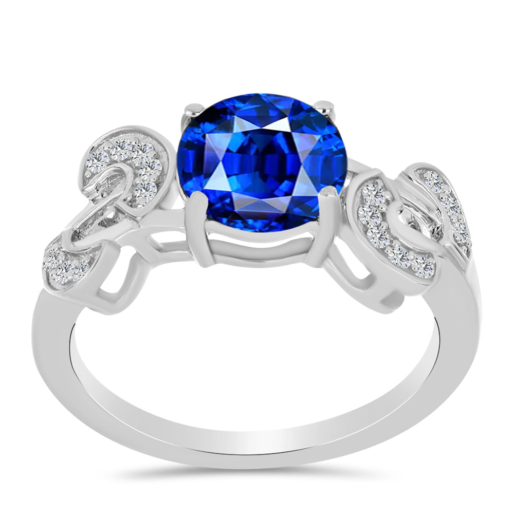 Anillo de Plata con Zafiro Azul Australiano y Topacio Blanco