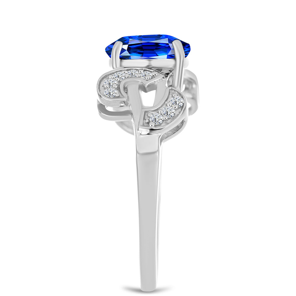 Anillo de Plata con Zafiro Azul Australiano y Topacio Blanco