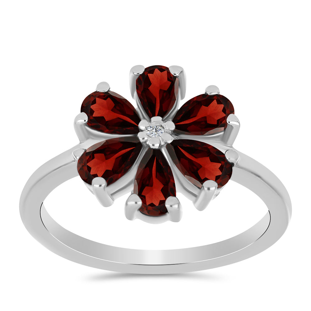 Anillo de Plata con Granate Barton y Topacio Blanco