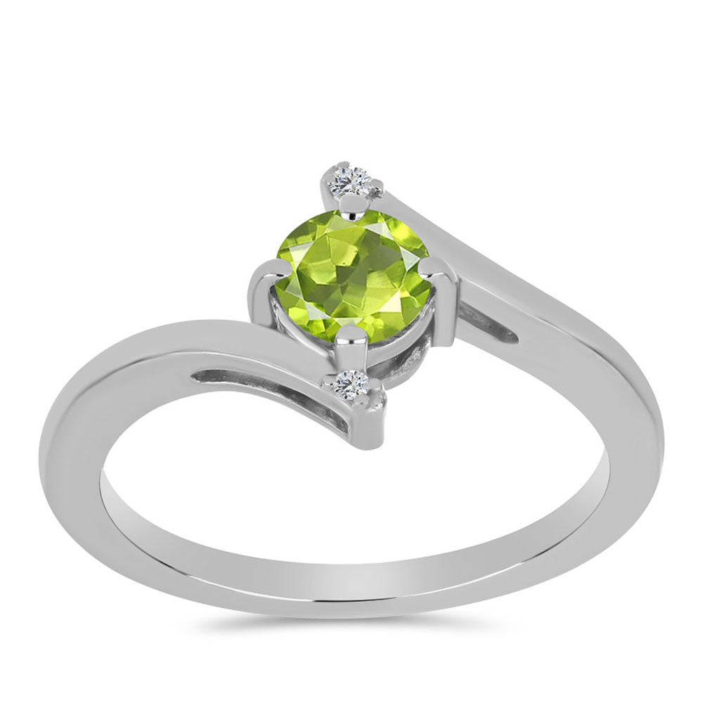Anillo de Plata con Peridoto de Changbai y Topacio Blanco