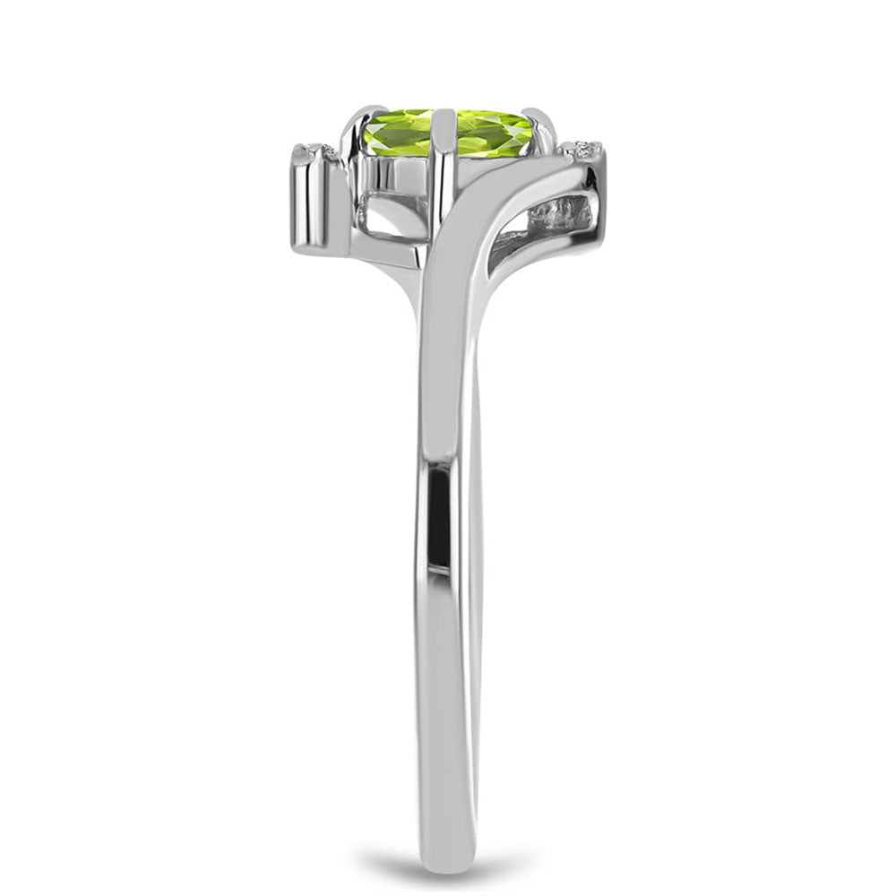Anillo de Plata con Peridoto de Changbai y Topacio Blanco