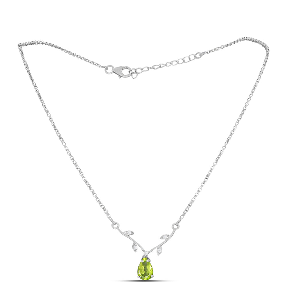 Collar de Plata con Peridoto de Changbai y Topacio Blanco