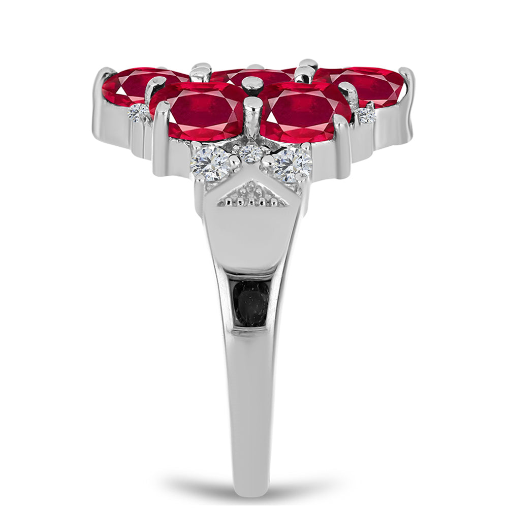 Anillo de Plata con Rubí de Madagascar y Topacio Blanco