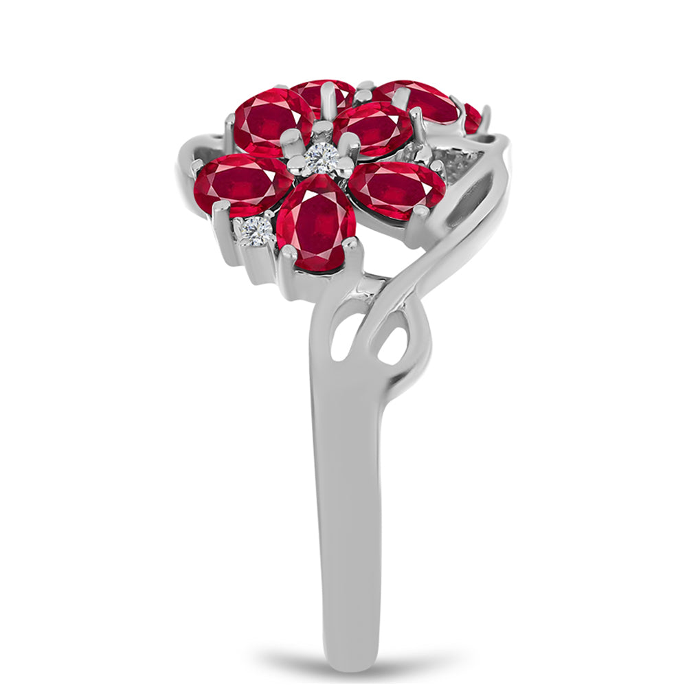 Anillo de Plata con Rubí de Madagascar y Topacio Blanco