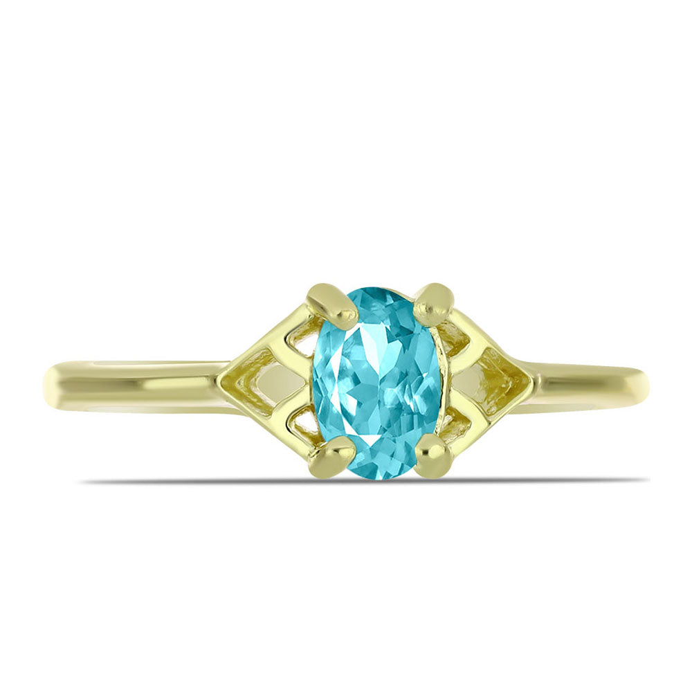 Anillo de Plata Bañada en Oro con Cuarzo Paraiba