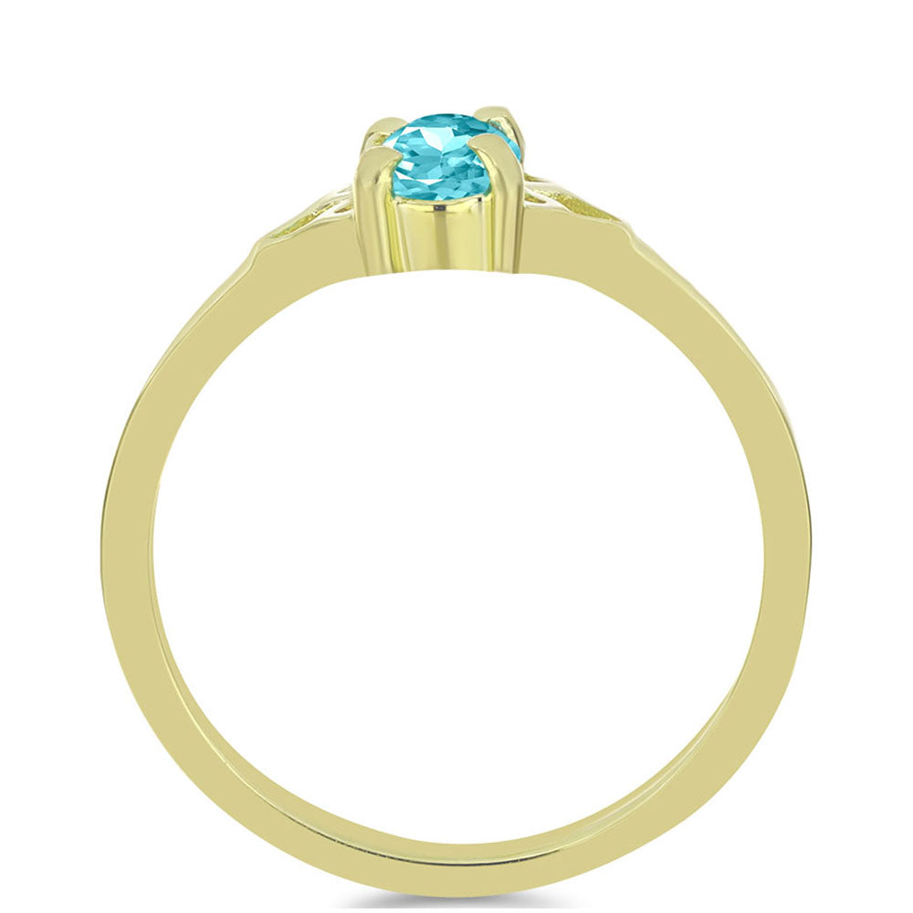 Anillo de Plata Bañada en Oro con Cuarzo Paraiba