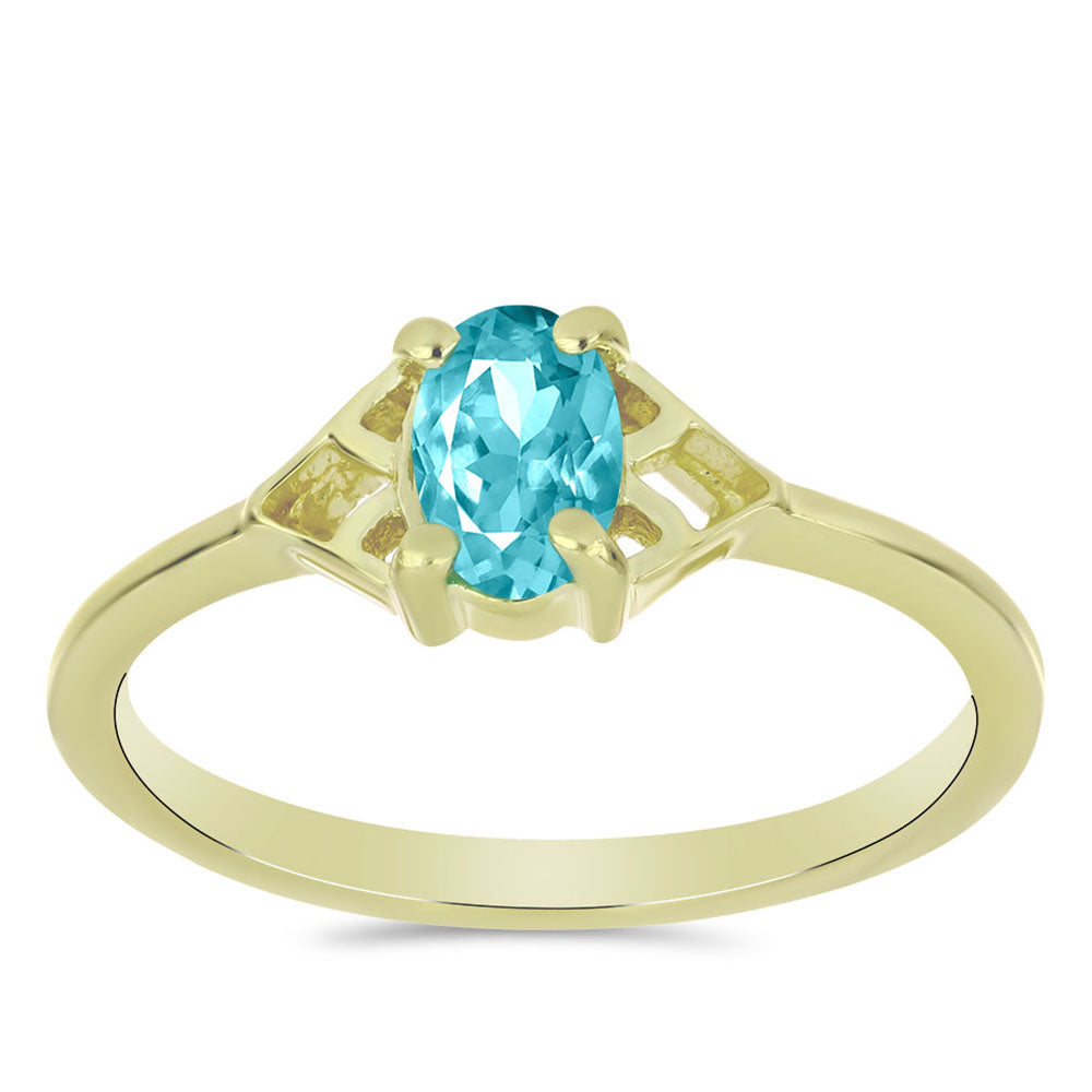 Anillo de Plata Bañada en Oro con Cuarzo Paraiba