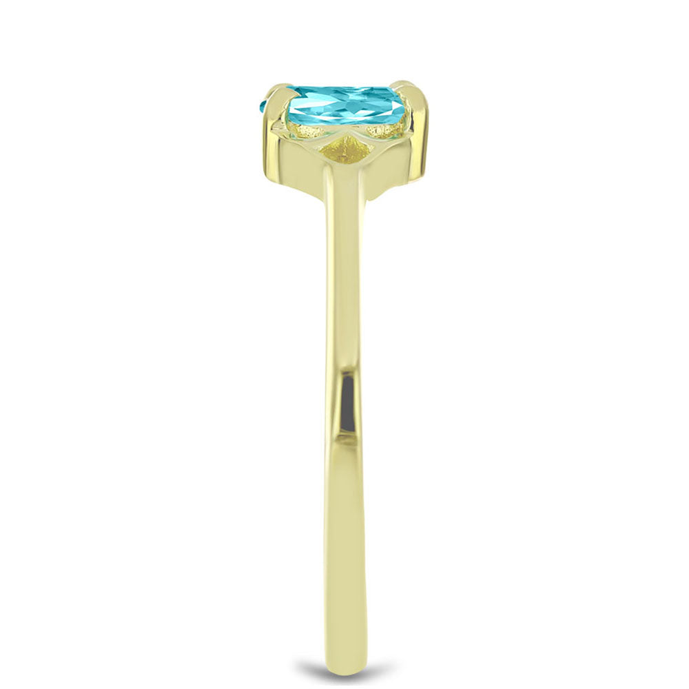 Anillo de Plata Bañada en Oro con Cuarzo Paraiba