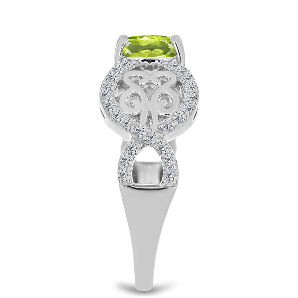Anillo de Plata con Peridoto de Changbai y Topacio Blanco