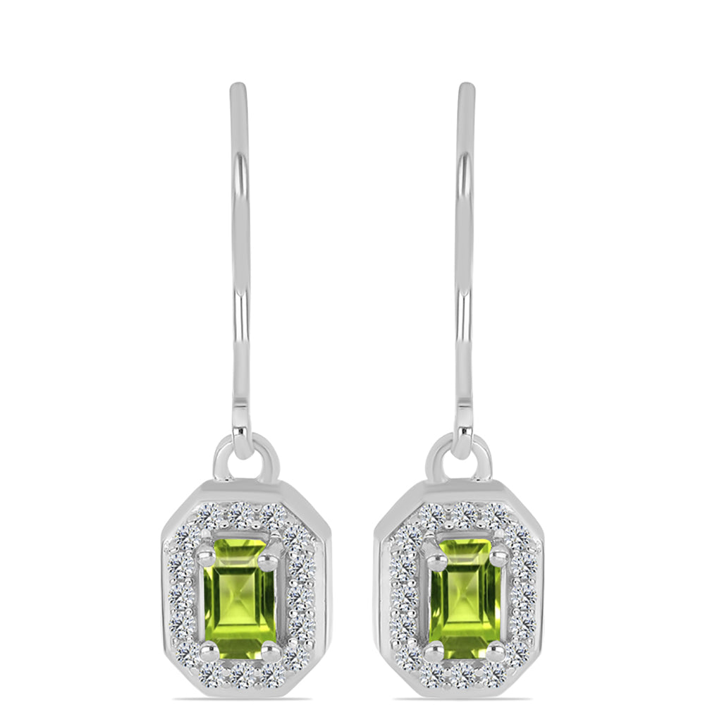 Pendientes de Plata con Peridoto de Changbai y Topacio Blanco