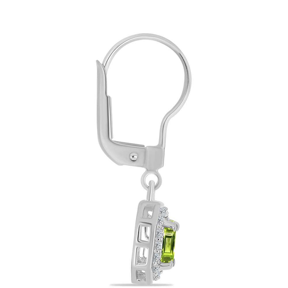 Pendientes de Plata con Peridoto de Changbai y Topacio Blanco
