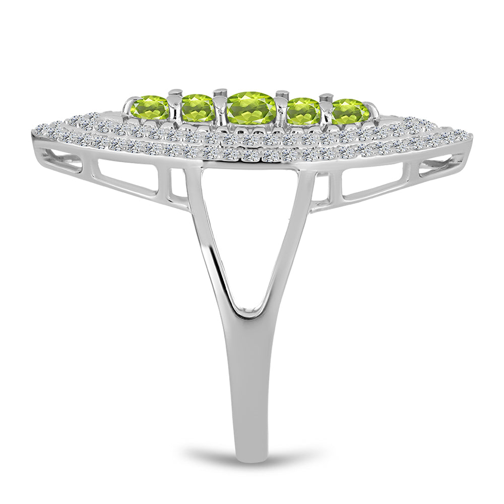 Anillo de Plata con Peridoto de Changbai y Topacio Blanco