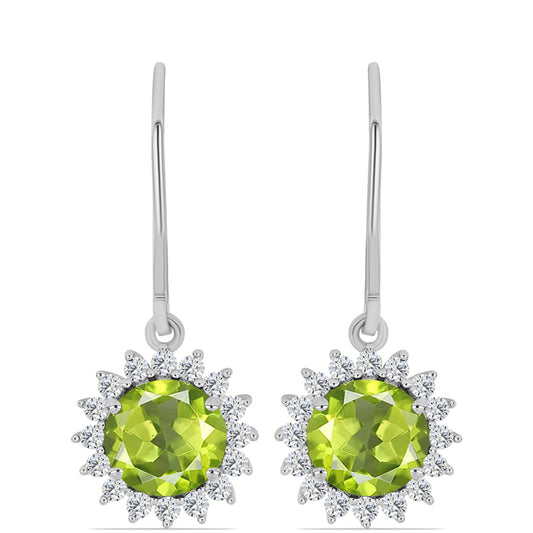 Pendientes de Plata con Peridoto de Changbai y Topacio Blanco