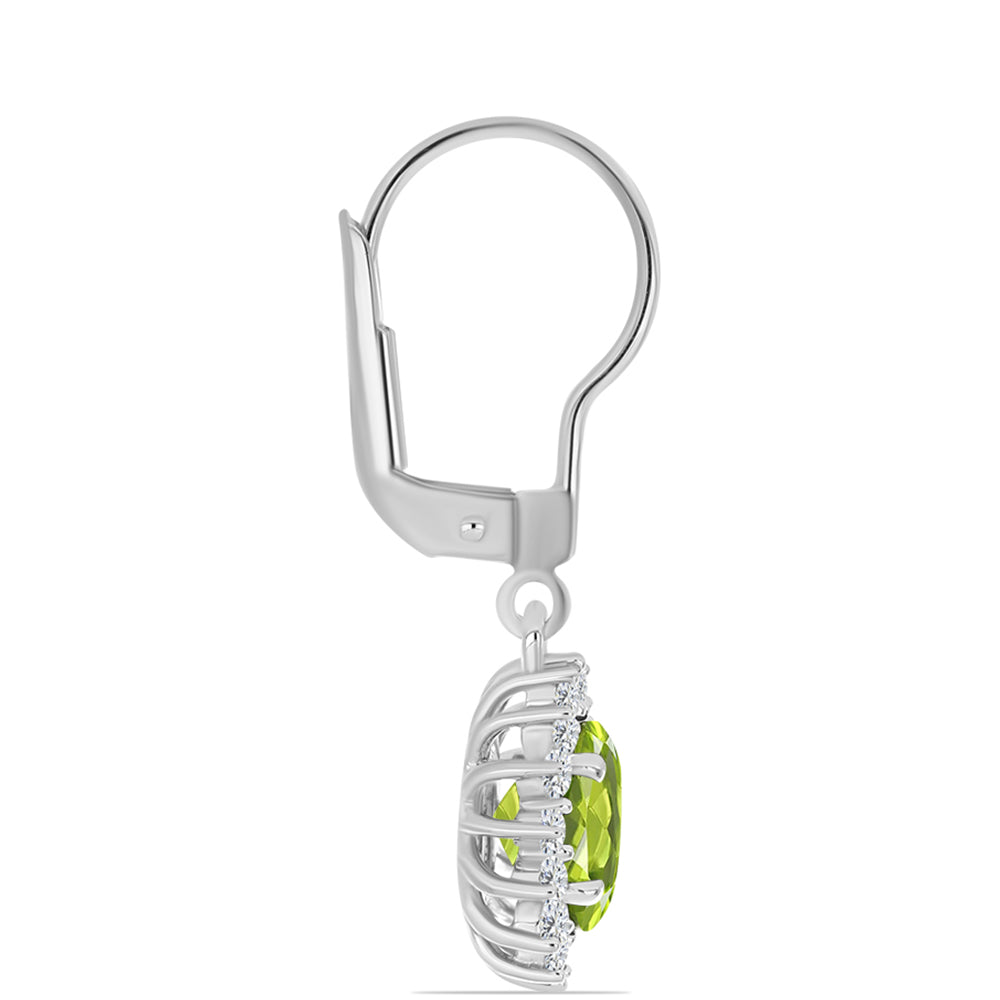 Pendientes de Plata con Peridoto de Changbai y Topacio Blanco
