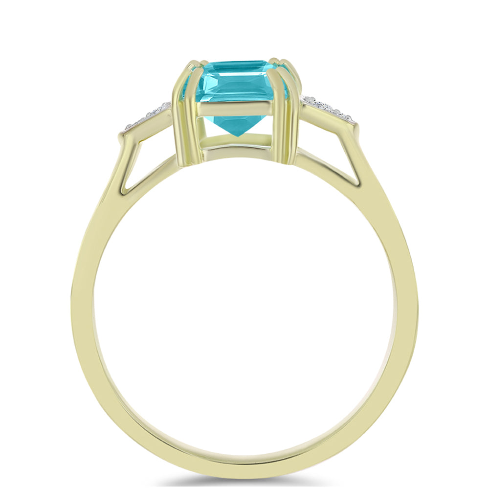 Anillo de Plata Bañada en Oro con Cuarzo Paraiba y Topacio Blanco