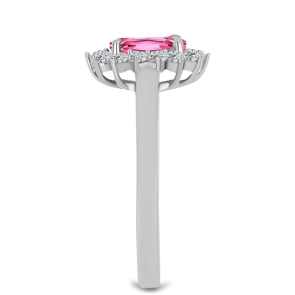 Anillo de Plata con Turmalina Rosa de Pelmadulla y Topacio Blanco