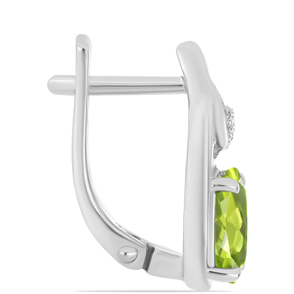 Pendientes de Plata con Peridoto de Changbai y Topacio Blanco